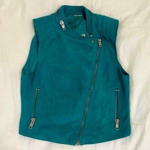 H&M jade green cropped motorcycle vest- size 4
